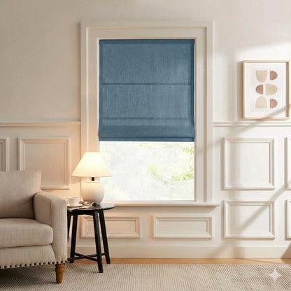 Harper Custom Linen Roman Shades - Smooth Loop Cord Lift