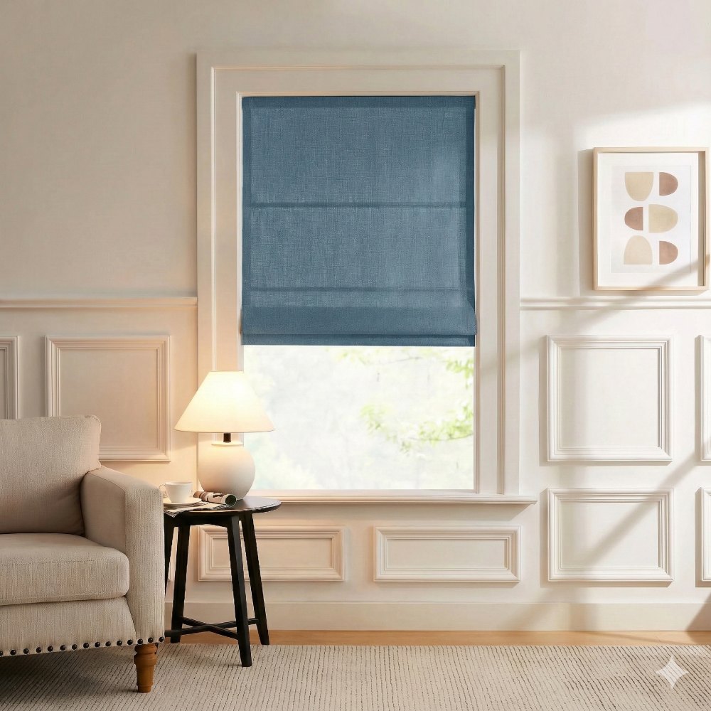 Harper Custom Linen Roman Shades, Motorized & Cordless Options