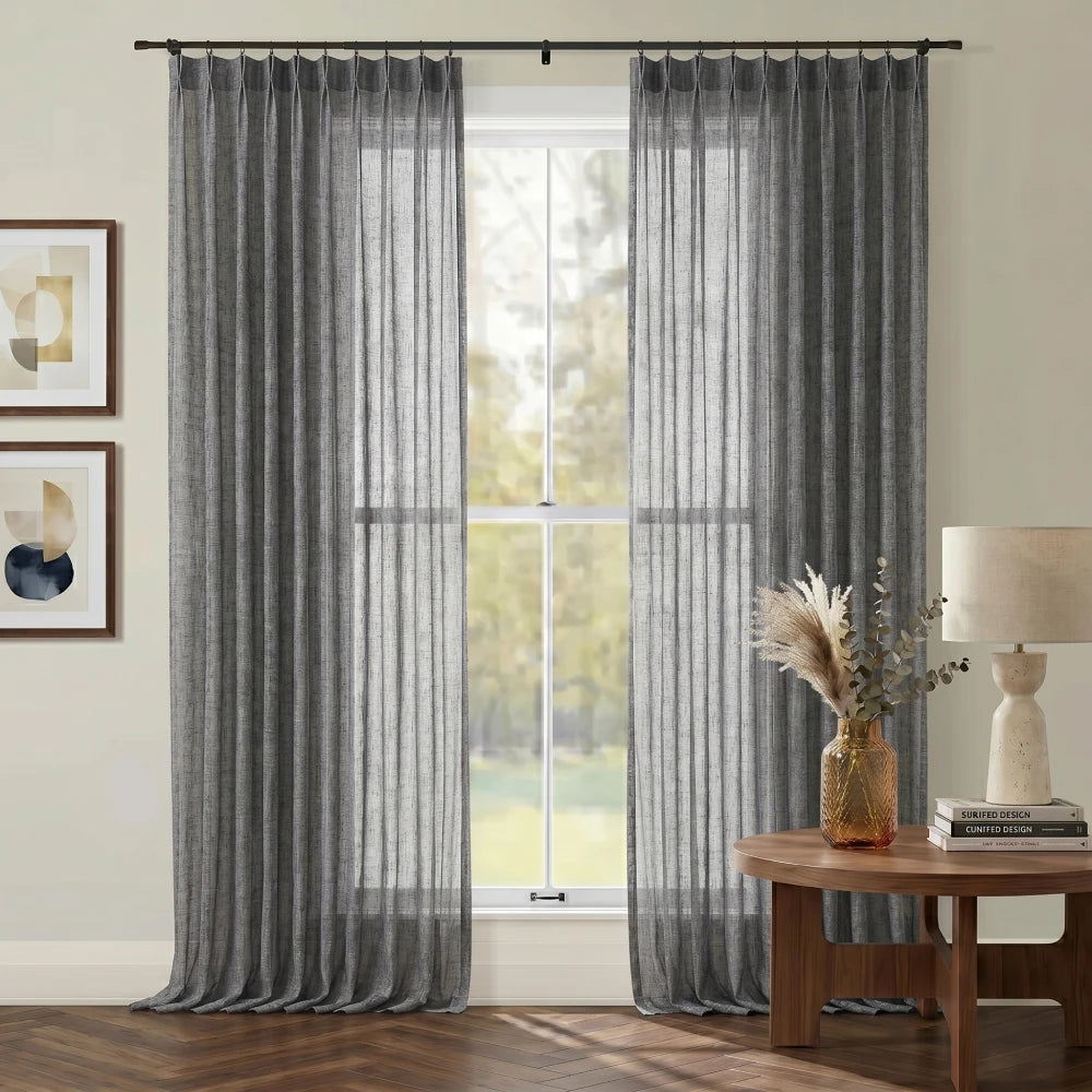 Asher Luxury 100% Belgian Flax Linen Curtain Pleated
