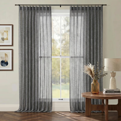 Asher Luxury 100% Belgian Flax Linen Curtain Pleated