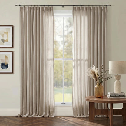 Asher Luxury 100% Belgian Flax Linen Curtain Pleated
