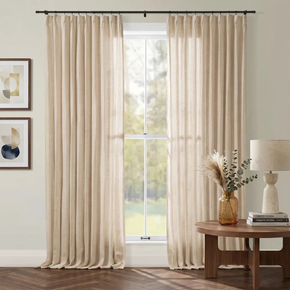 Asher Luxury 100% Belgian Flax Linen Curtain Pleated