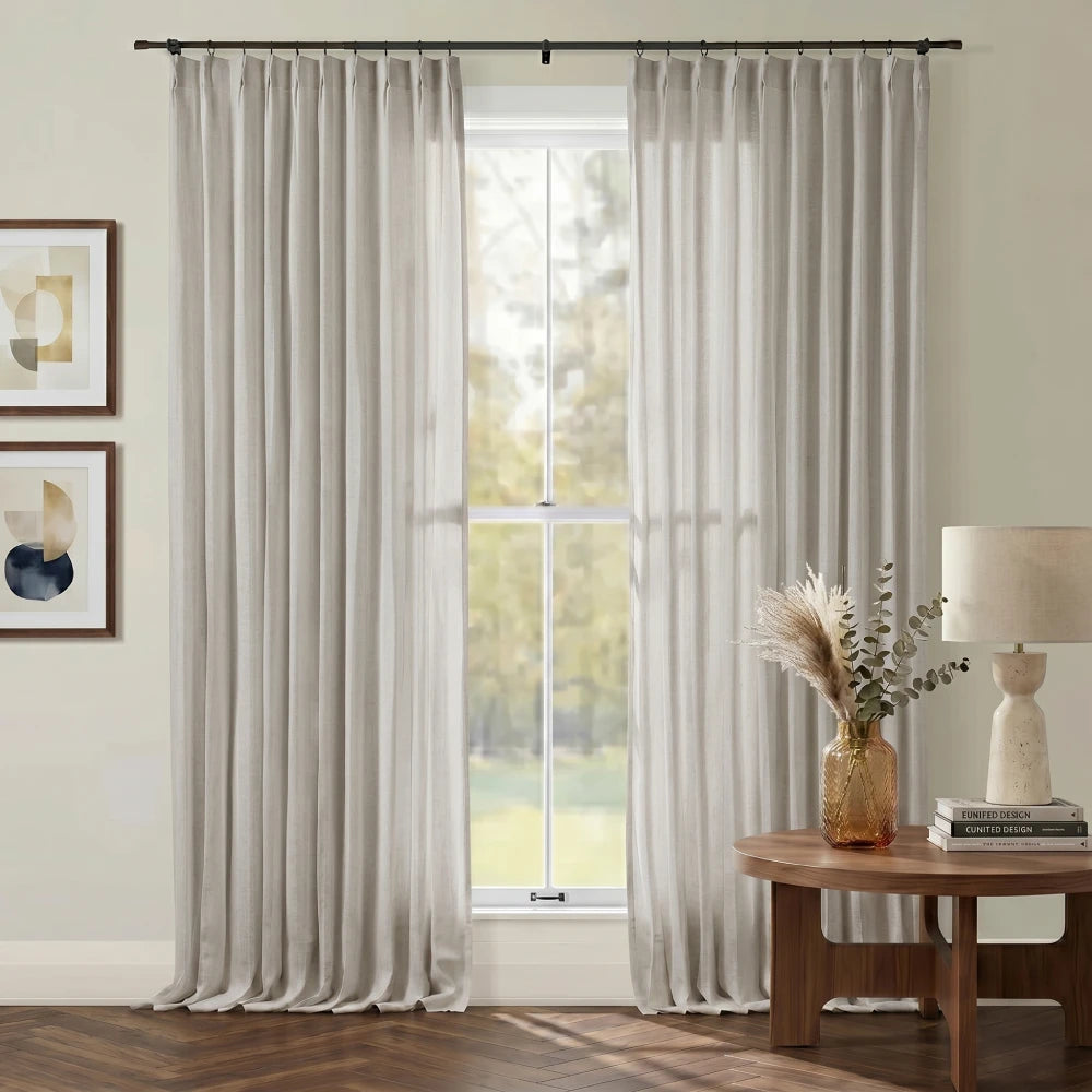 Asher Luxury 100% Belgian Flax Linen Curtain Pleated