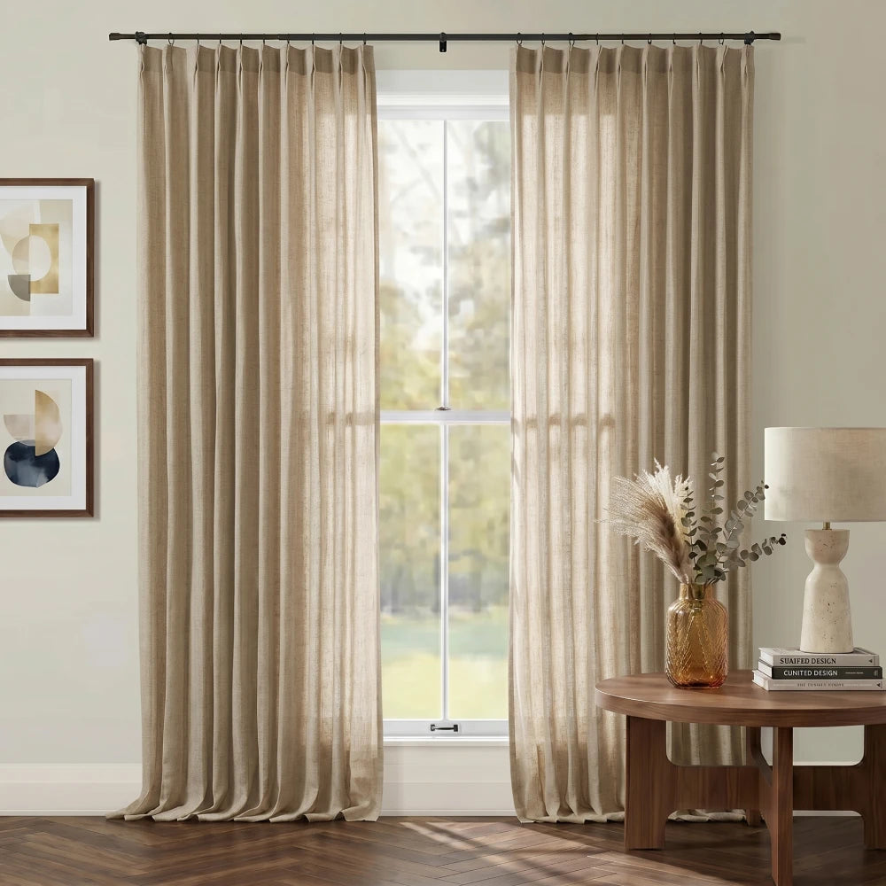 Asher Luxury 100% Belgian Flax Linen Curtain Pleated