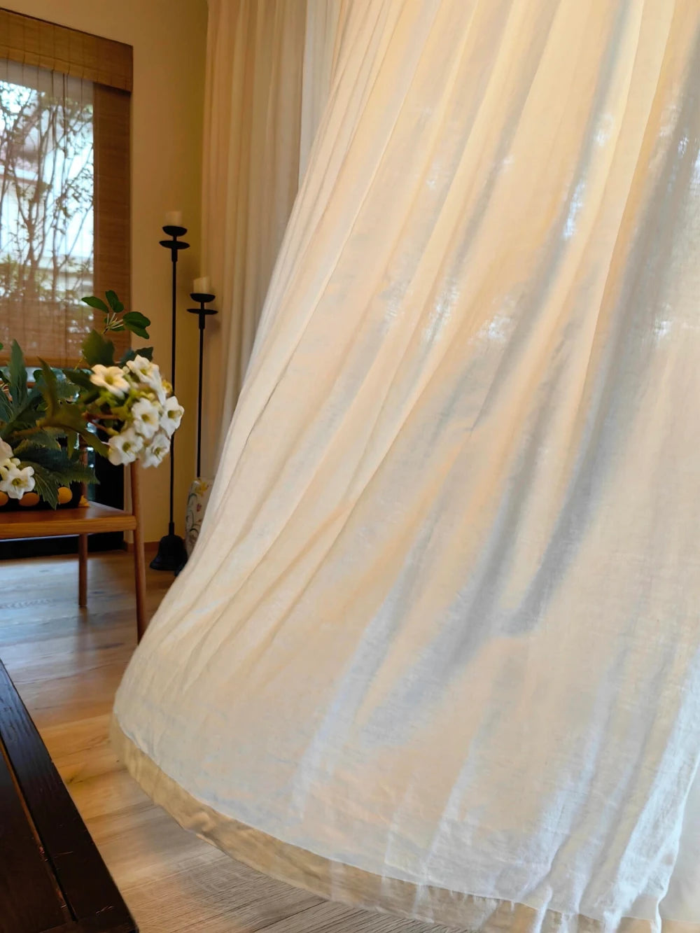 Asher Luxury 100% Belgian Flax Linen Curtain Pleated