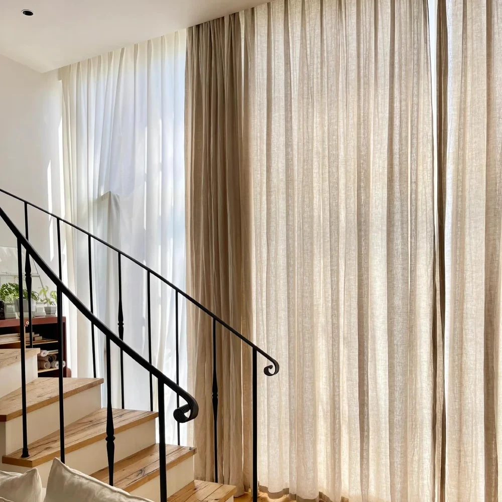Asher Luxury 100% Belgian Flax Linen Curtain Pleated