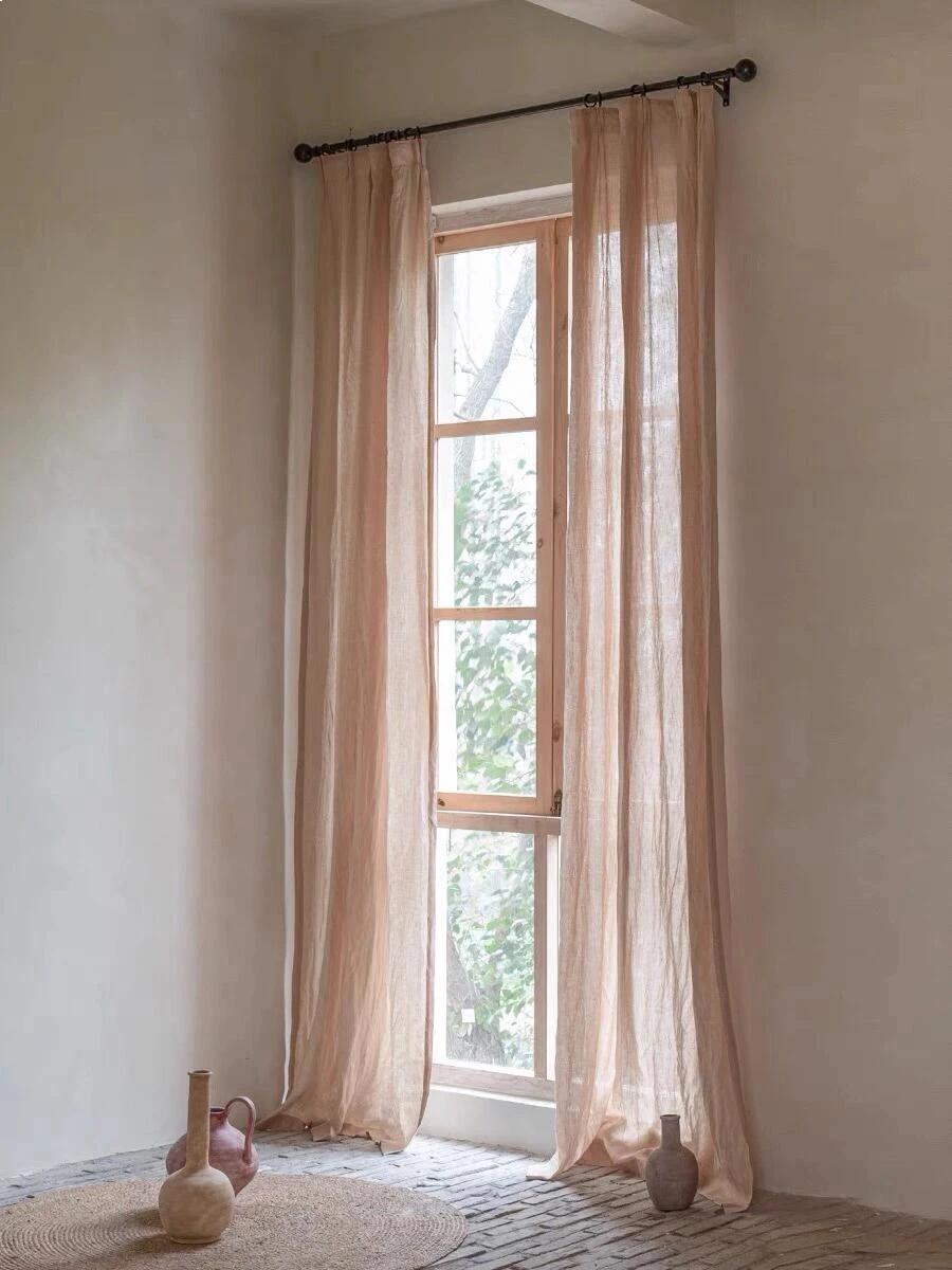 Asher Luxury 100% Belgian Flax Linen Curtain Pleated