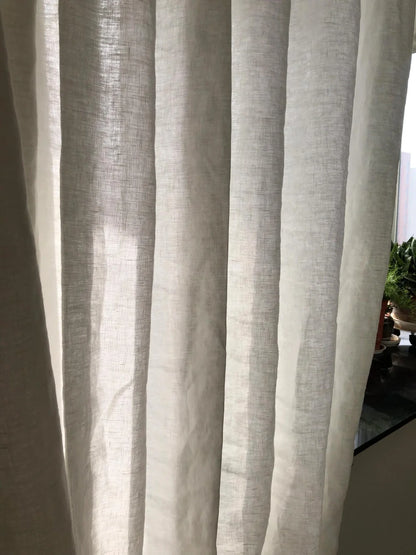 Asher Luxury 100% Belgian Flax Linen Curtain Pleated
