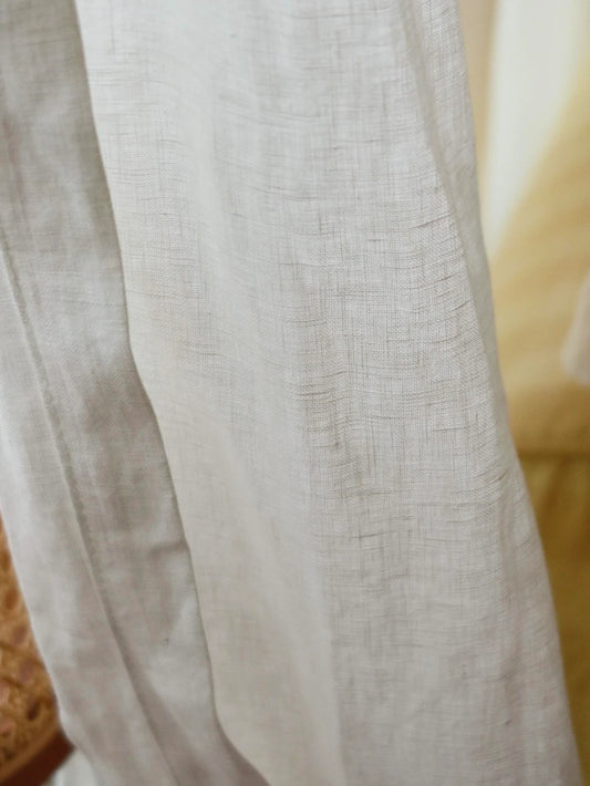 Asher Premium 100% Belgian Flax Linen Curtain Pleated