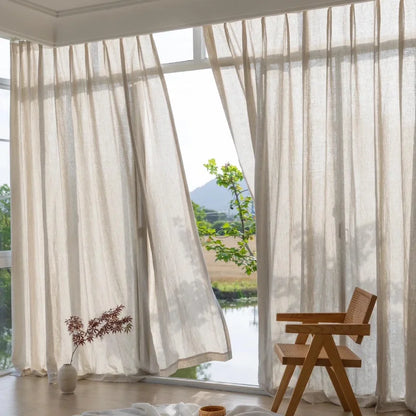 Asher Belgian Flax Linen Curtains – 100% Linen, Custom Size, Light Filtering or Blackout