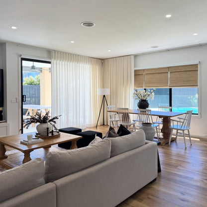 Beige Woven Wood Shades - Soft & Warm, Perfect for Any Decor