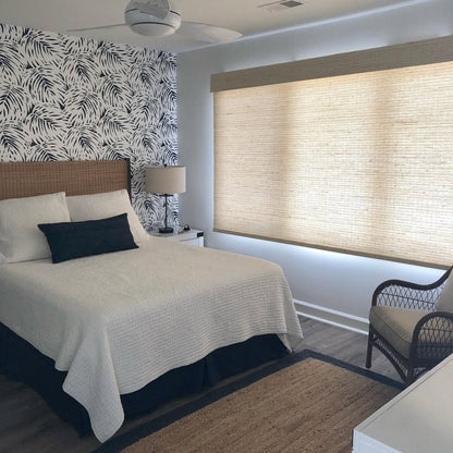 Beige Woven Wood Shades - Soft & Warm, Perfect for Any Decor