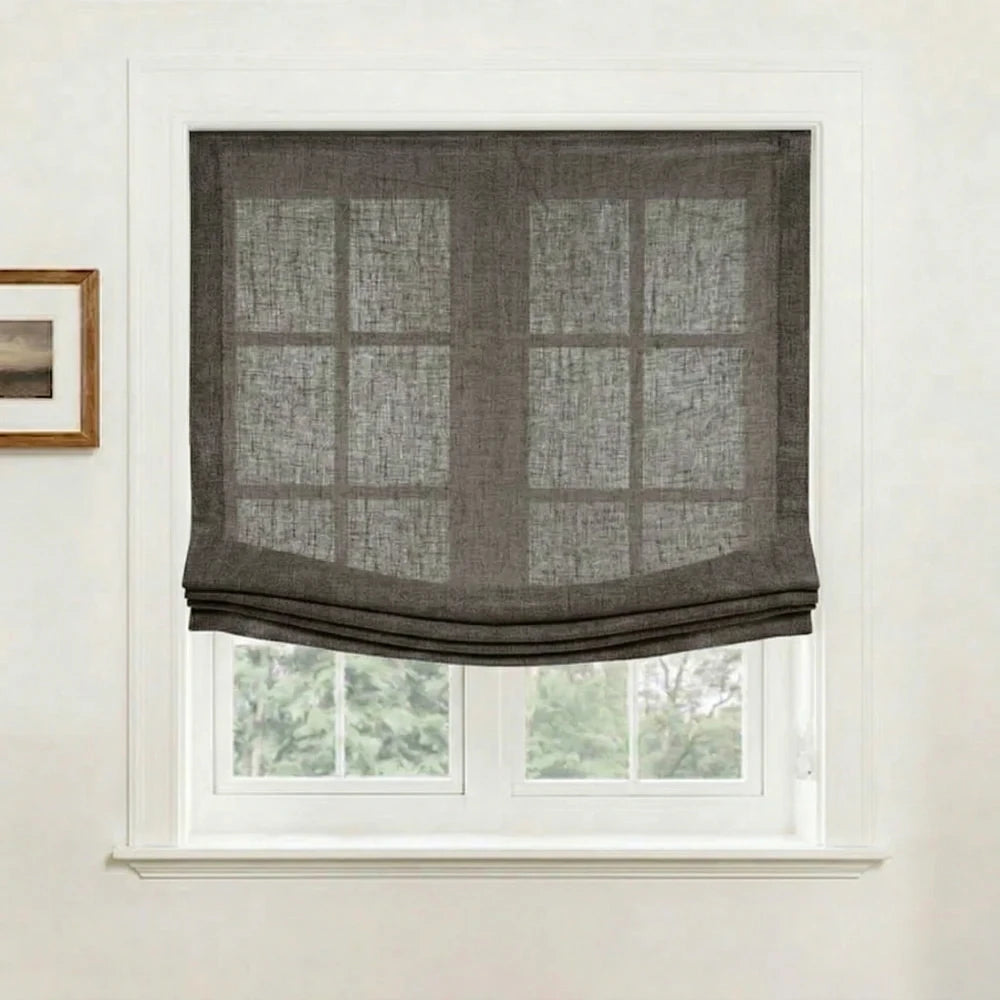 Asher 100% Belgian Flax Linen Relaxed Roman Shades
