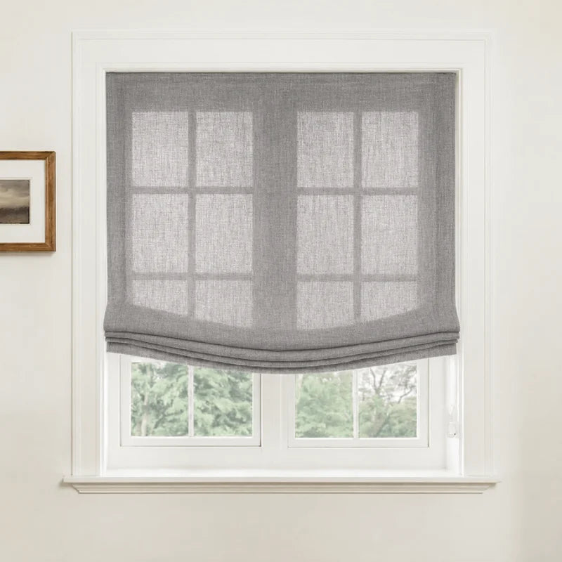 Asher 100% Belgian Flax Linen Relaxed Roman Shades