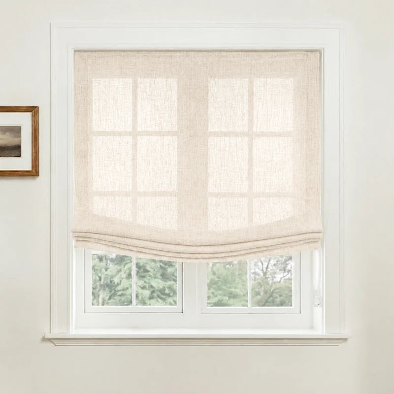 Asher 100% Belgian Flax Linen Relaxed Roman Shades