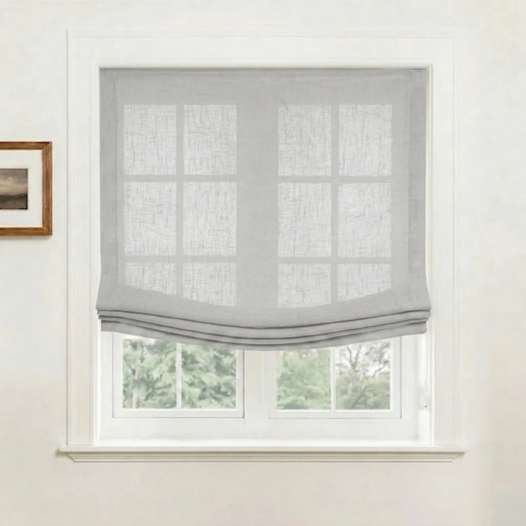 Asher 100% Belgian Flax Linen Relaxed Roman Shades