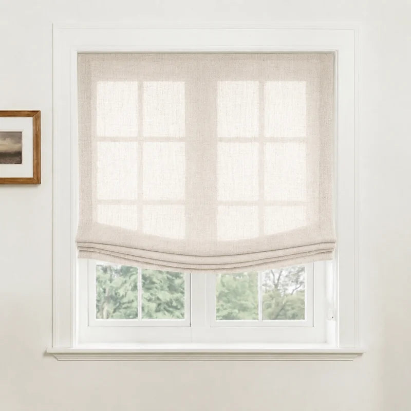 Asher 100% Belgian Flax Linen Relaxed Roman Shades