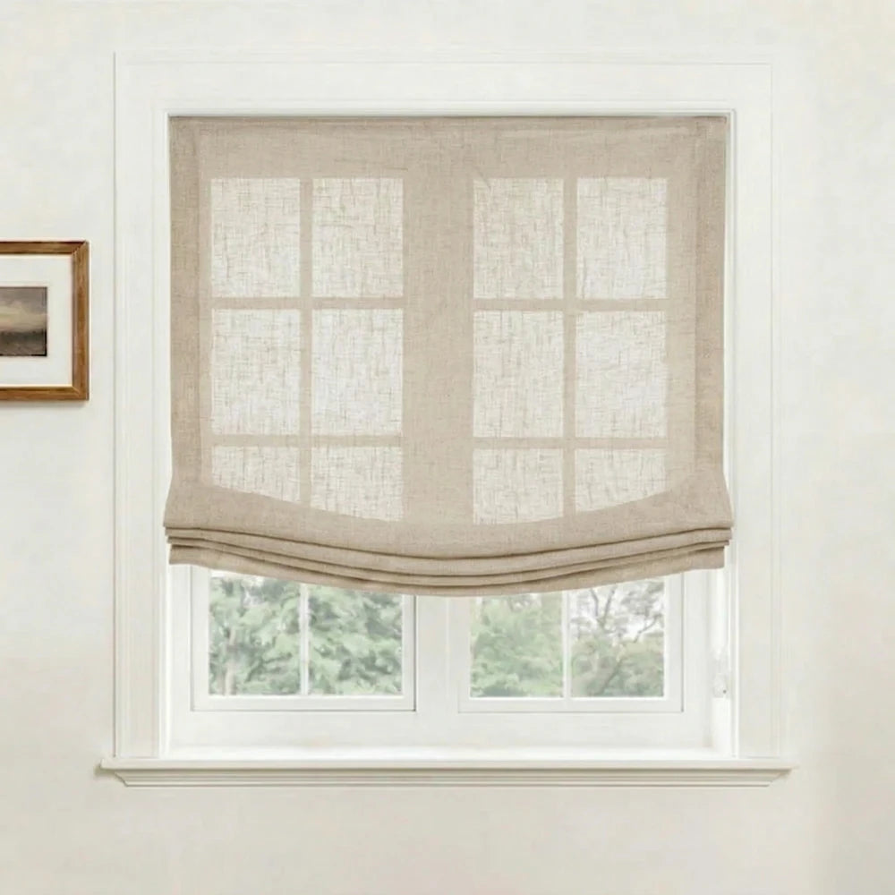 Asher 100% Belgian Flax Linen Relaxed Roman Shades