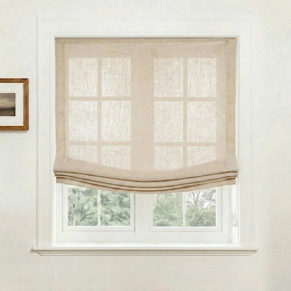 Asher 100% Belgian Flax Linen Relaxed Roman Shades