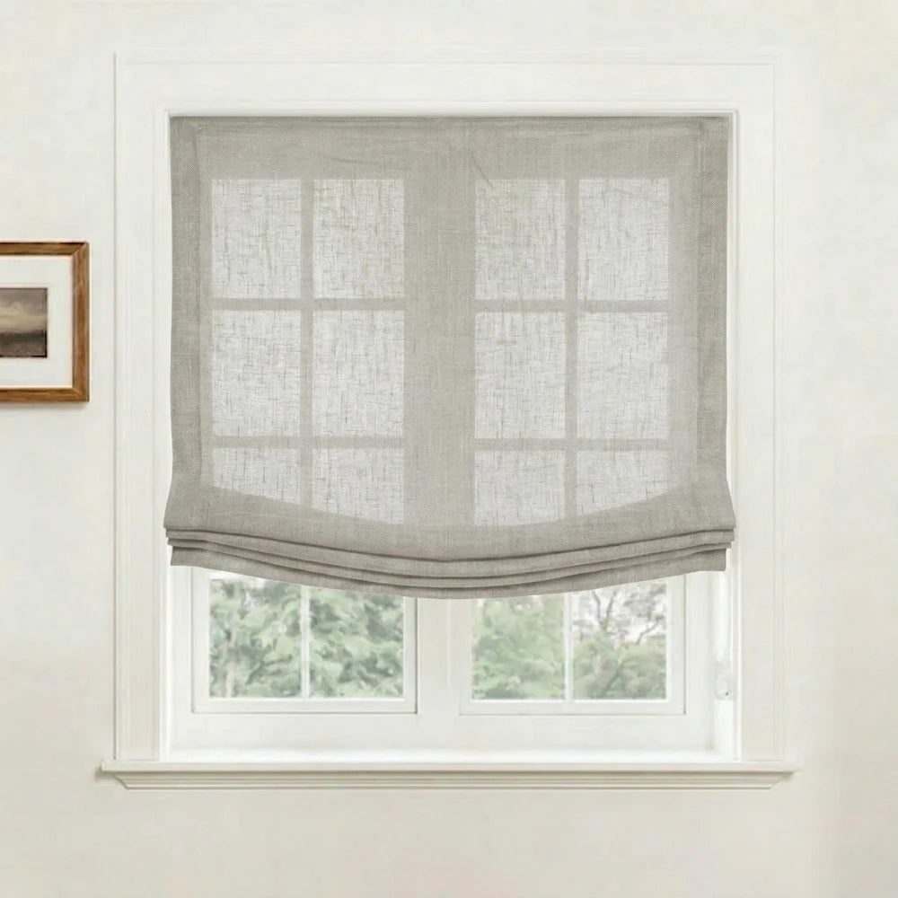 Asher 100% Belgian Flax Linen Relaxed Roman Shades