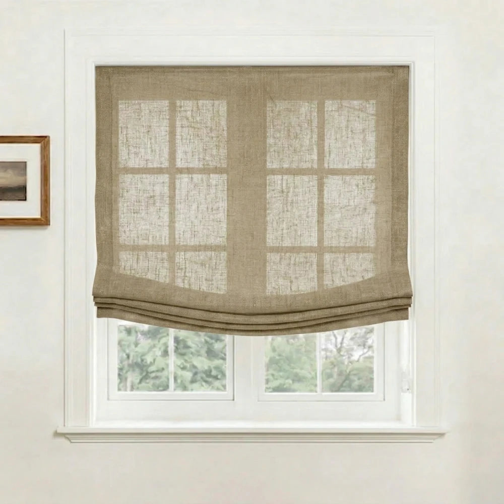 Asher 100% Belgian Flax Linen Relaxed Roman Shades