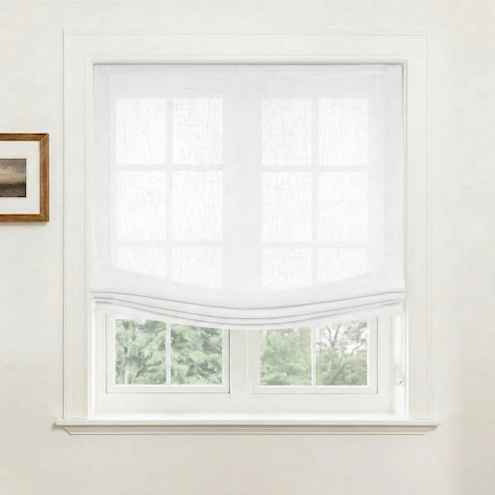 Asher 100% Belgian Flax Linen Relaxed Roman Shades