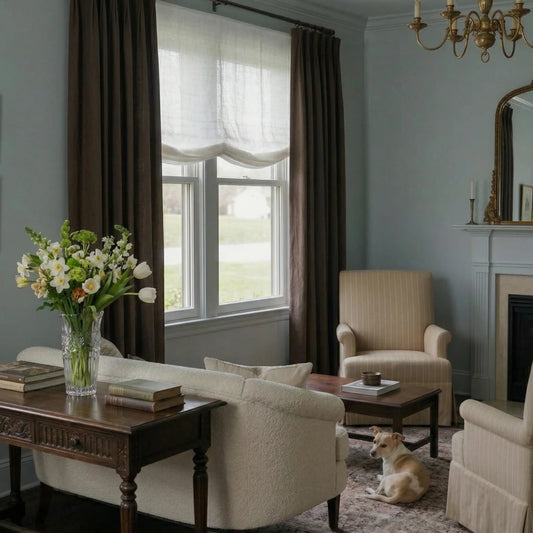 Asher Belgian Flax Linen Relaxed Roman Shades & Blinds