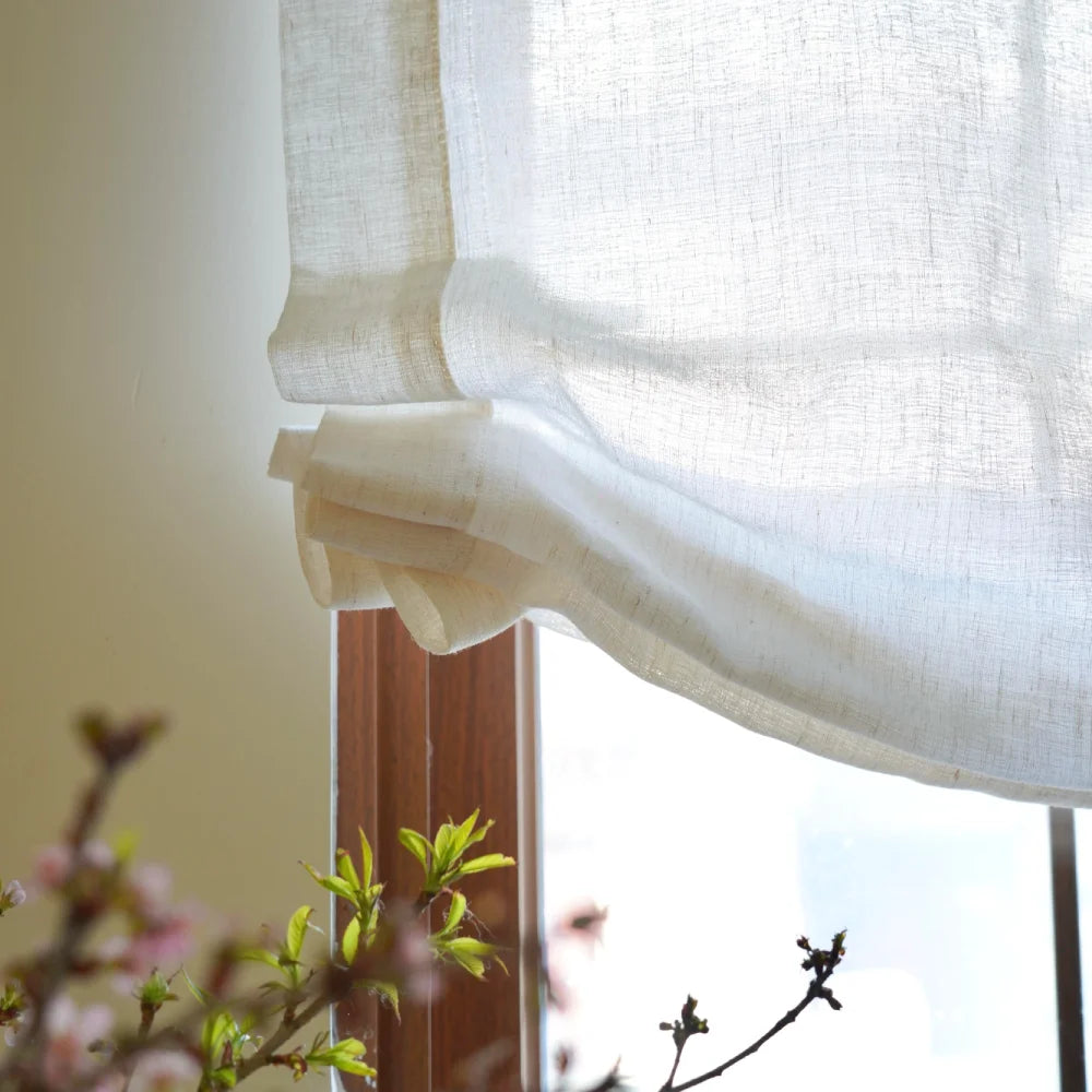 Asher 100% Belgian Flax Linen Relaxed Roman Shades