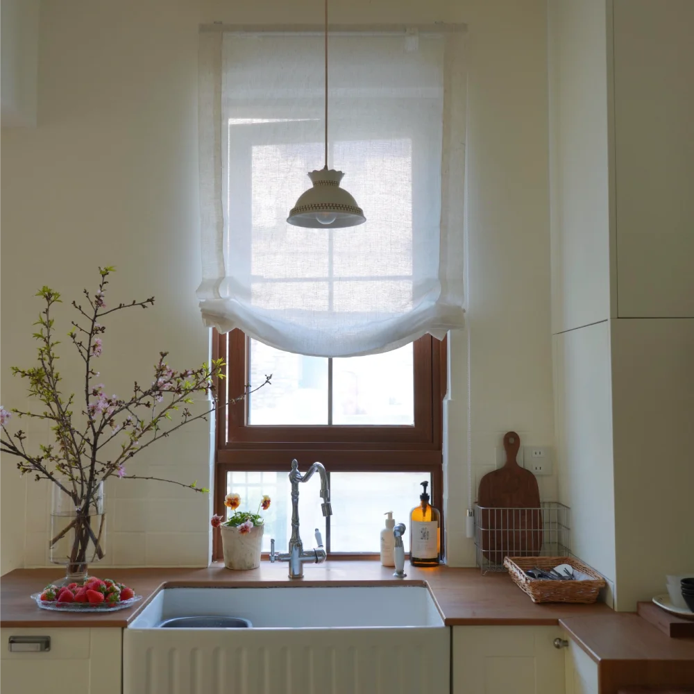 Asher 100% Belgian Flax Linen Relaxed Roman Shades
