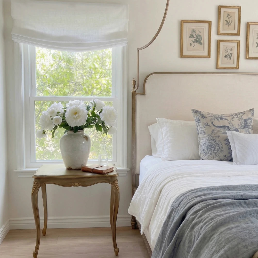 Asher 100% Belgian Flax Linen Relaxed Roman Shades