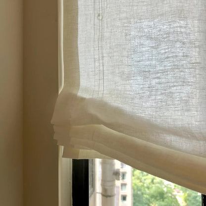 Asher 100% Belgian Flax Linen Relaxed Roman Shades