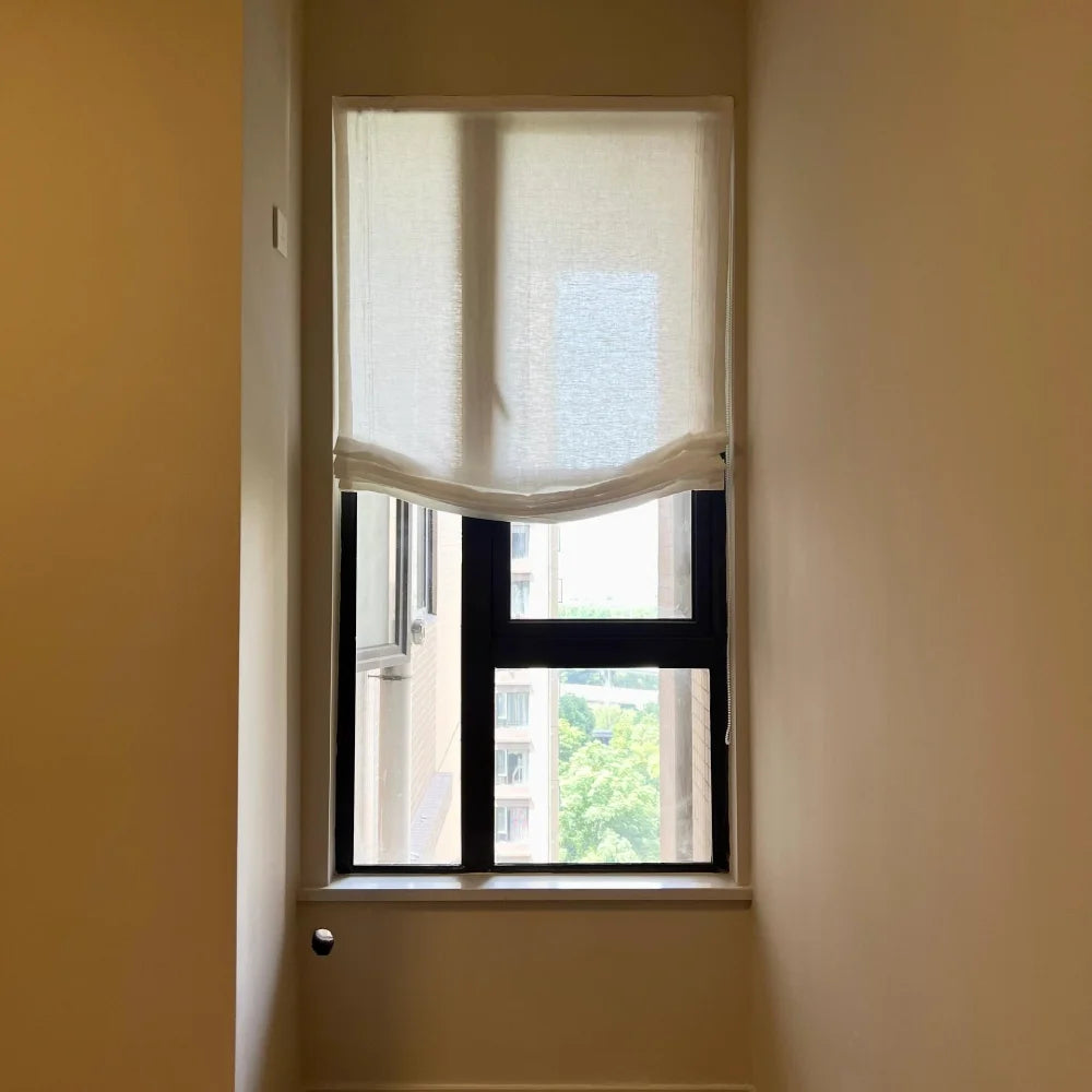 Asher 100% Belgian Flax Linen Relaxed Roman Shades