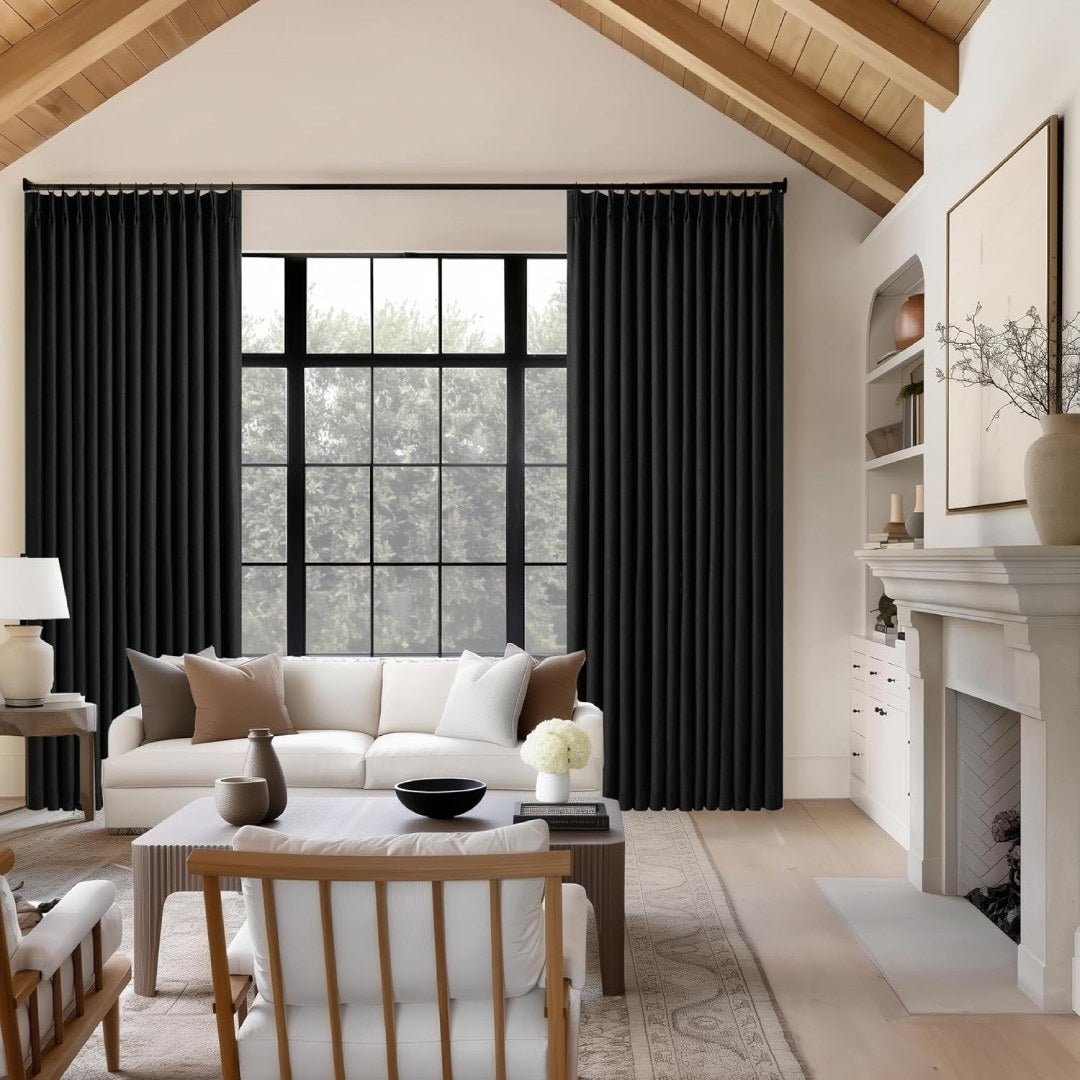Custom Linen Blackout Curtains, Pinch Pleated Drapes