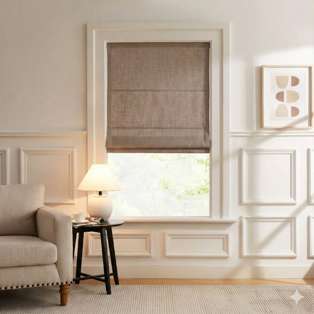 Harper Custom Linen Roman Shades, Motorized & Cordless Options