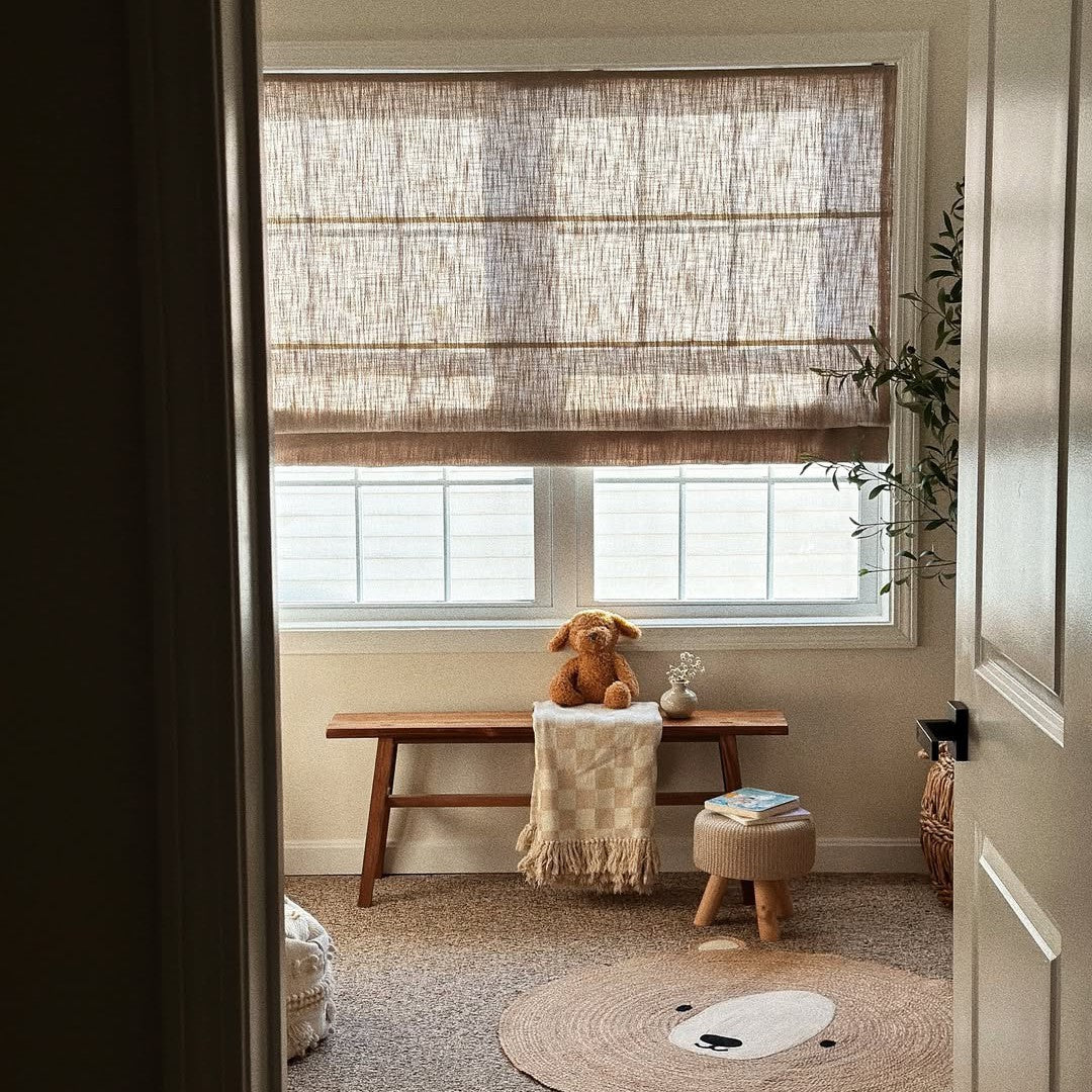 Harper Custom Linen Roman Shades, Motorized & Cordless Options