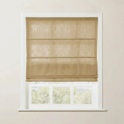 Rowan 30% Natural Linen Roman Shades | Motorized & Cordless Smart Lift