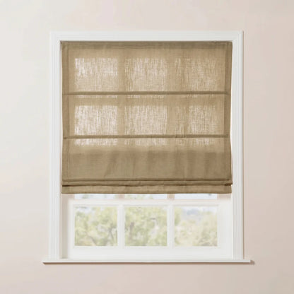 Rowan Tailored Flat Linen Roman Shades - Loop Cord Lift
