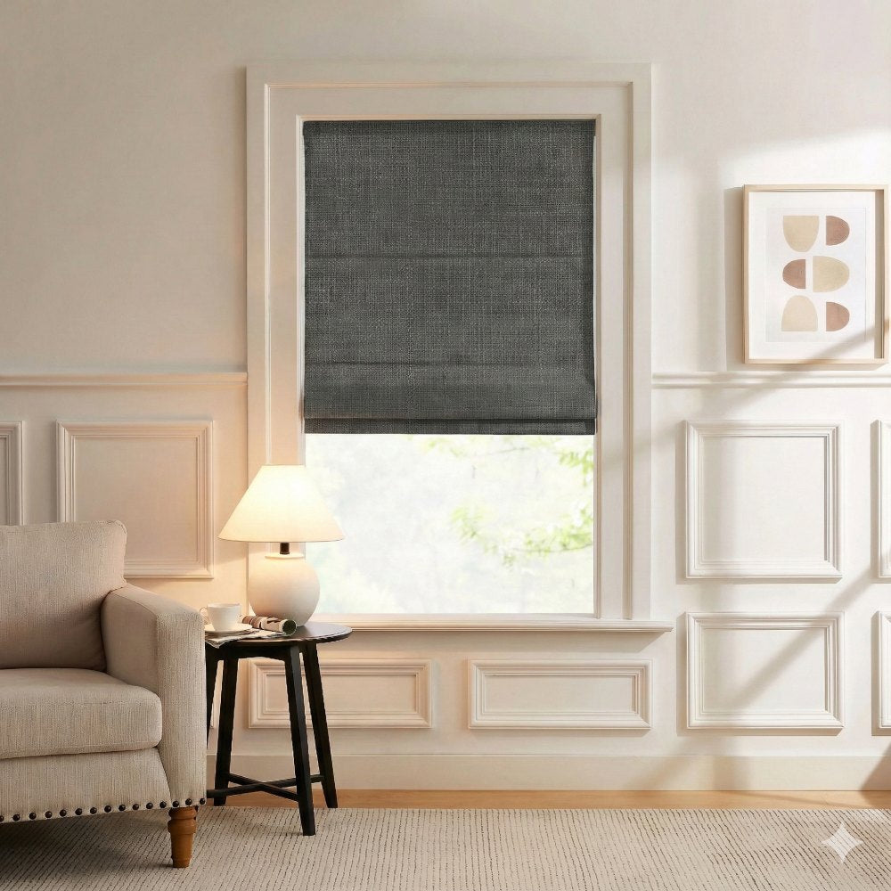 Harper Custom Linen Roman Shades, Motorized & Cordless Options