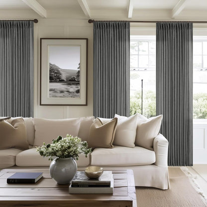 Linen Curtains, Pinch Pleated Drapes for Living Room & Bedroom (Pack of 2)