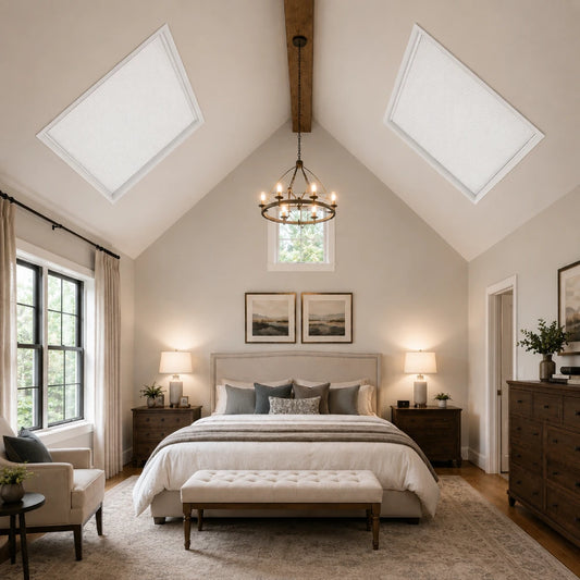 Custom Blackout Skylight Cellular Shades, Solar powered Motorized System