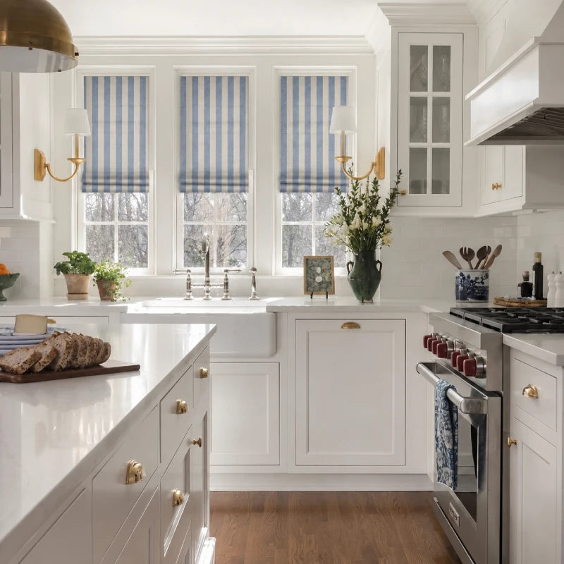 Sawyer Custom Striped Roman Shades
