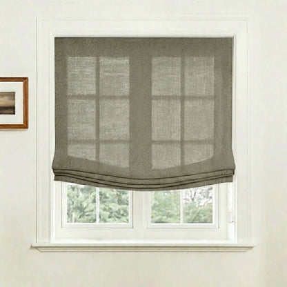 Rowan 30% Natural Linen Relaxed Roman Shade, Custom Cordless & Loop Cord Lift
