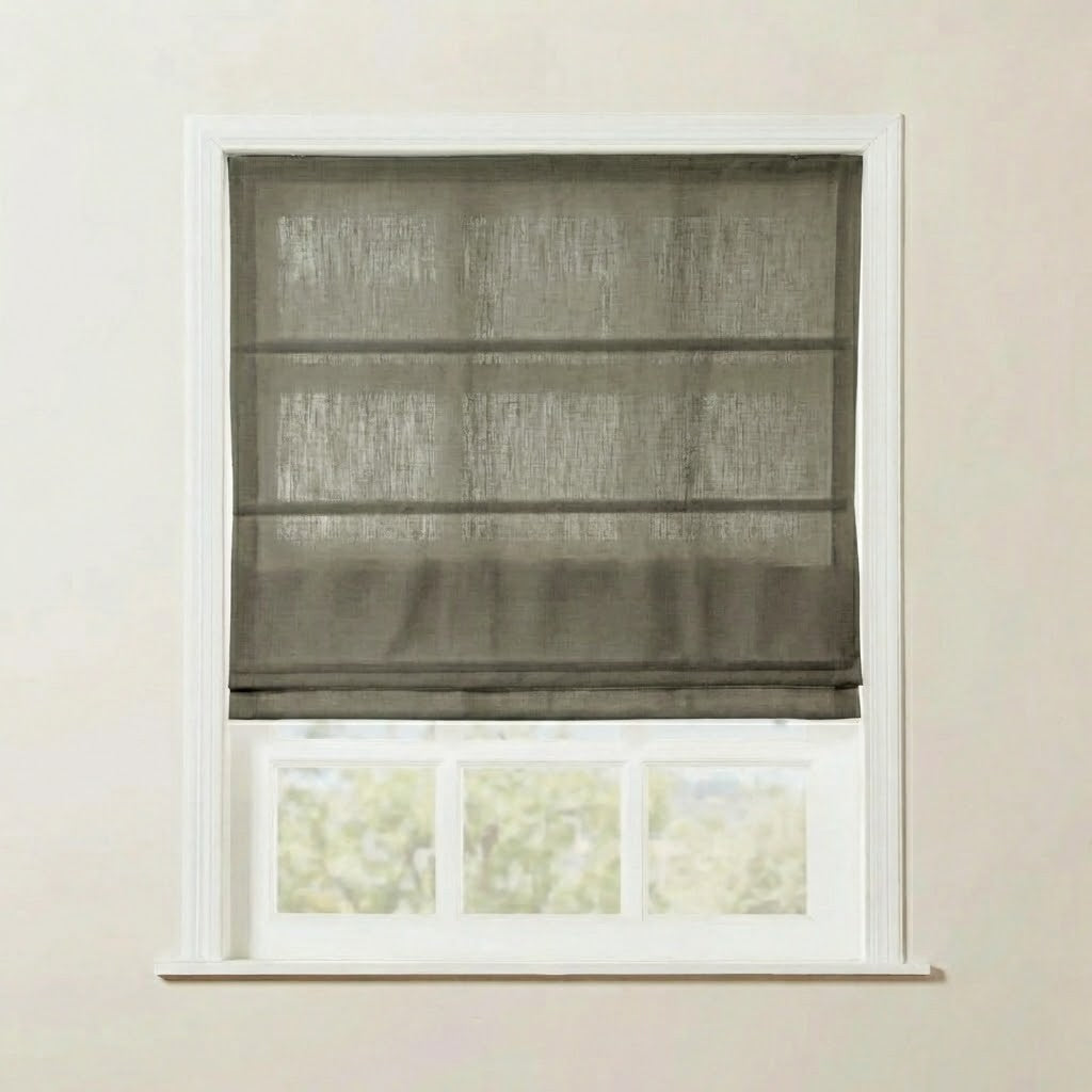 Rowan 30% Natural Linen Roman Shade - Loop Cord Lift