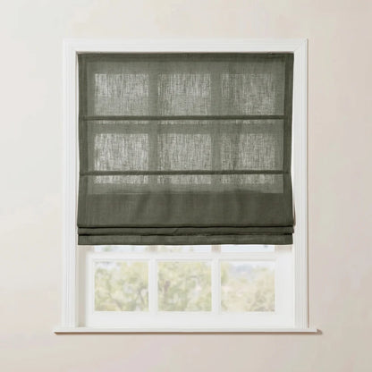 Rowan Tailored Flat Linen Roman Shades - Loop Cord Lift
