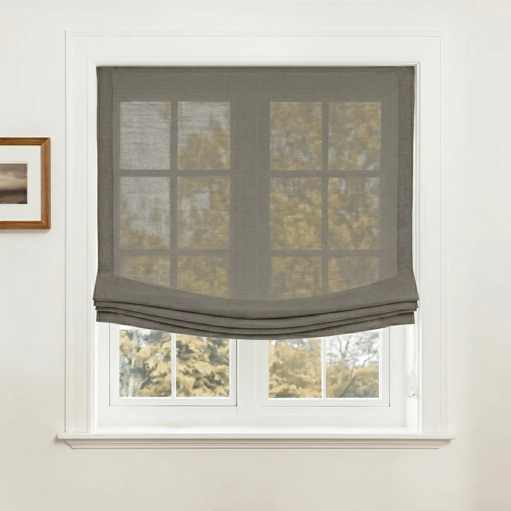 Rowan Custom Natural Linen Relaxed Roman Shades