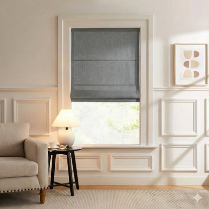 Harper Custom Linen Roman Shades, Motorized & Cordless Options