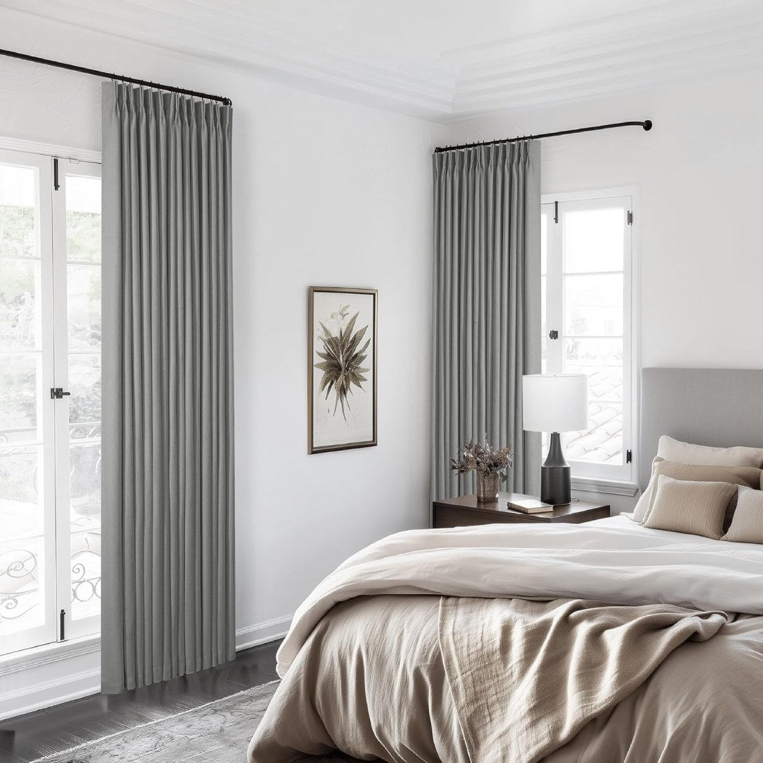 Custom Linen Blackout Curtains, Pinch Pleated Drapes