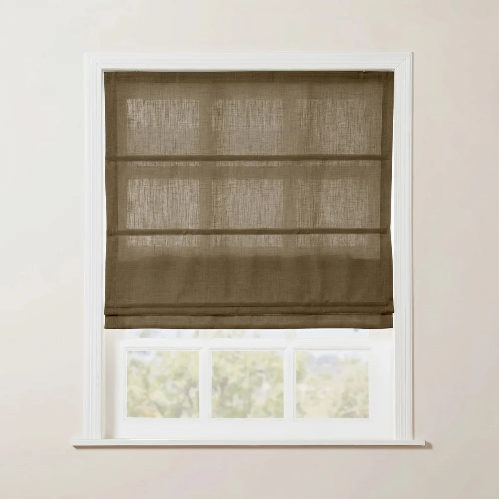 Rowan Tailored Flat Linen Roman Shades - Loop Cord Lift