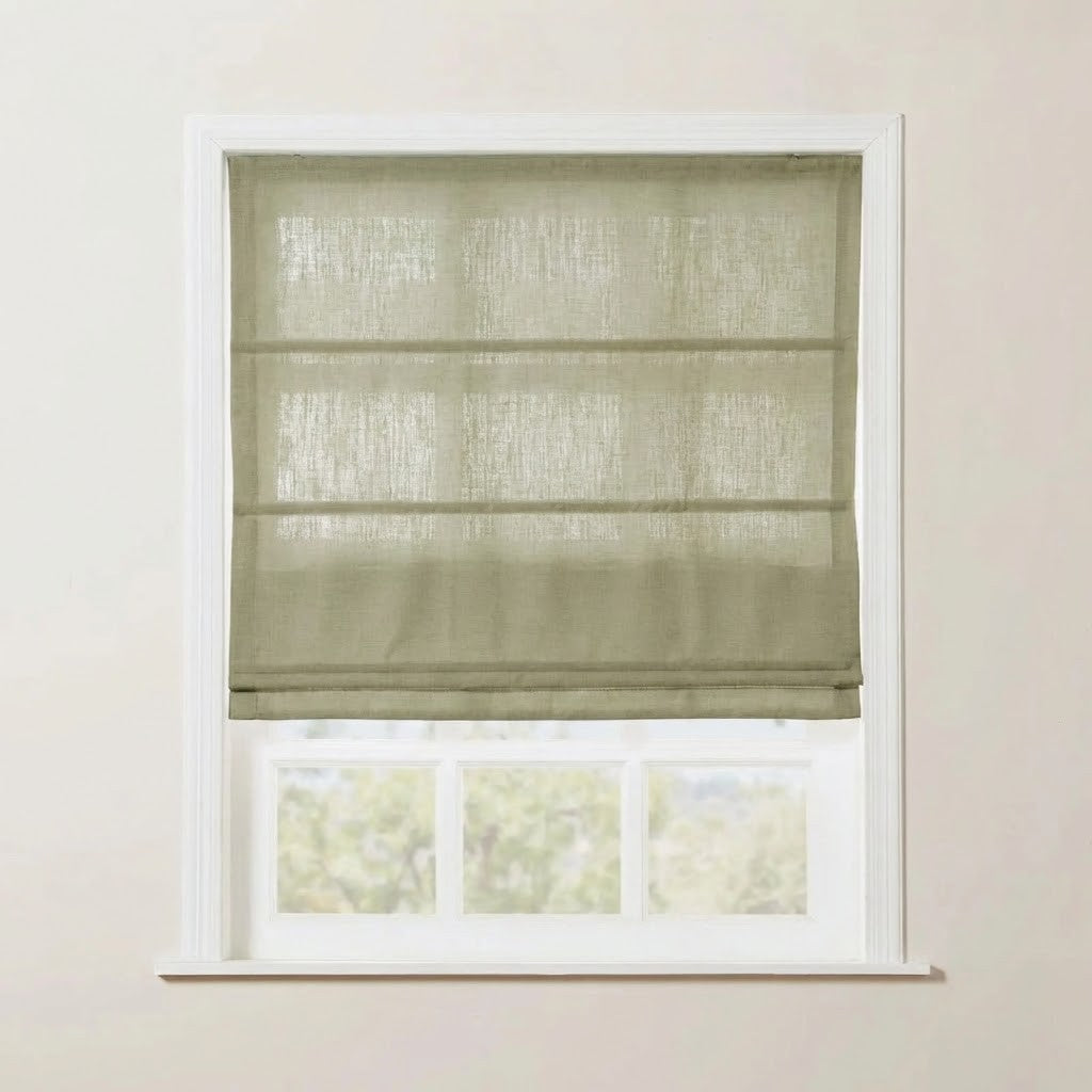 Rowan 30% Natural Linen Roman Shade - Loop Cord Lift