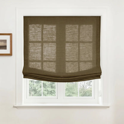 Rowan Custom Natural Linen Relaxed Roman Shades